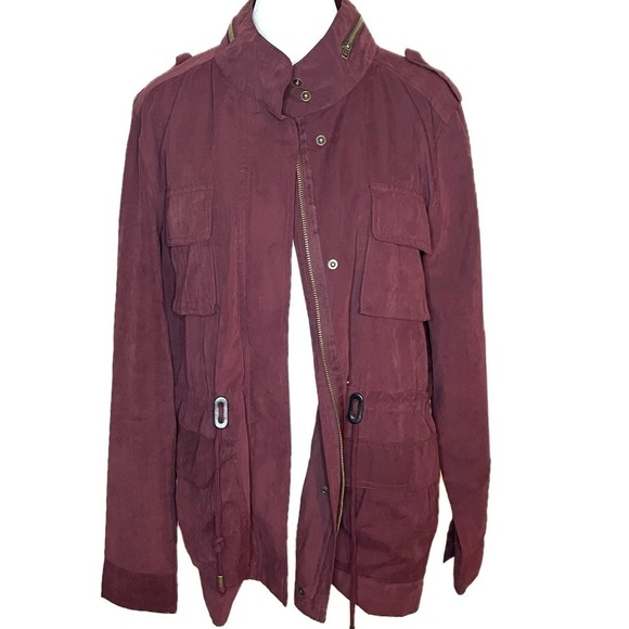 Love Tree Jackets & Blazers - Love Tree Utility Cargo Jacket | Maroon Wine Red | Drawstring Waist | Size L